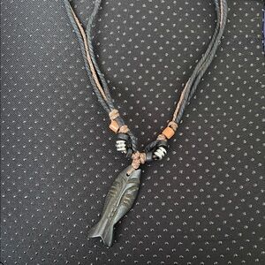 Black Fish Pendant Necklace